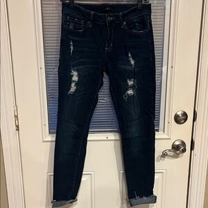 KanCan Midnight Blue Distressed Skinny Jeans Sz 27